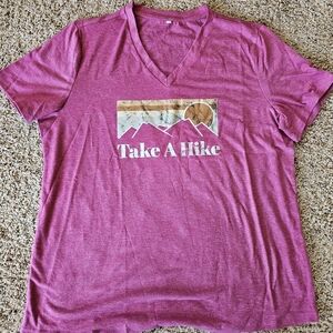 Pink V-Neck 'Take A Hike' T-Shirt NWOT